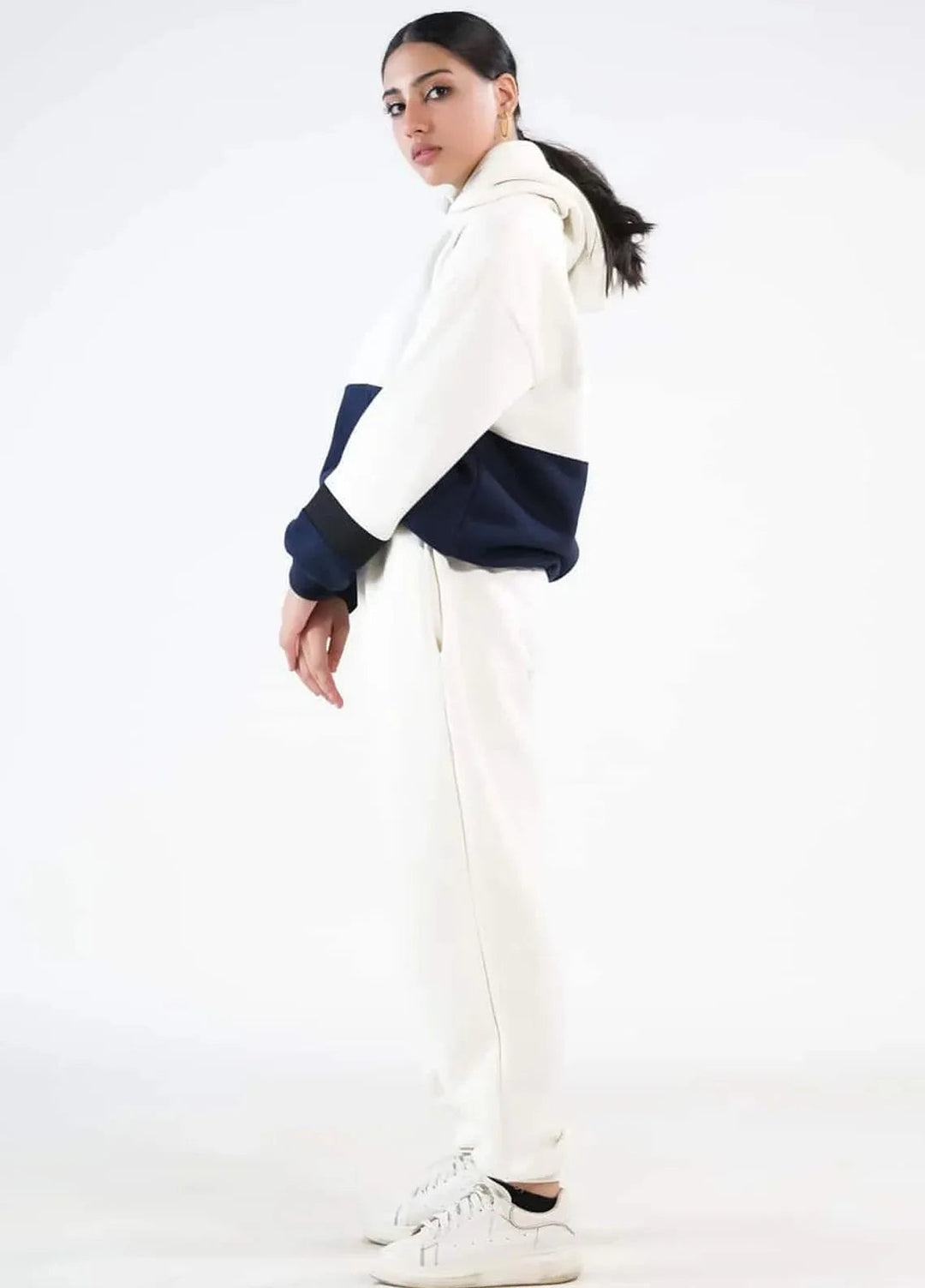 Sprinkles Pret Co ord Fleece 2 Piece Suit SPDR412 Stripy - Ecru/Navy Blue