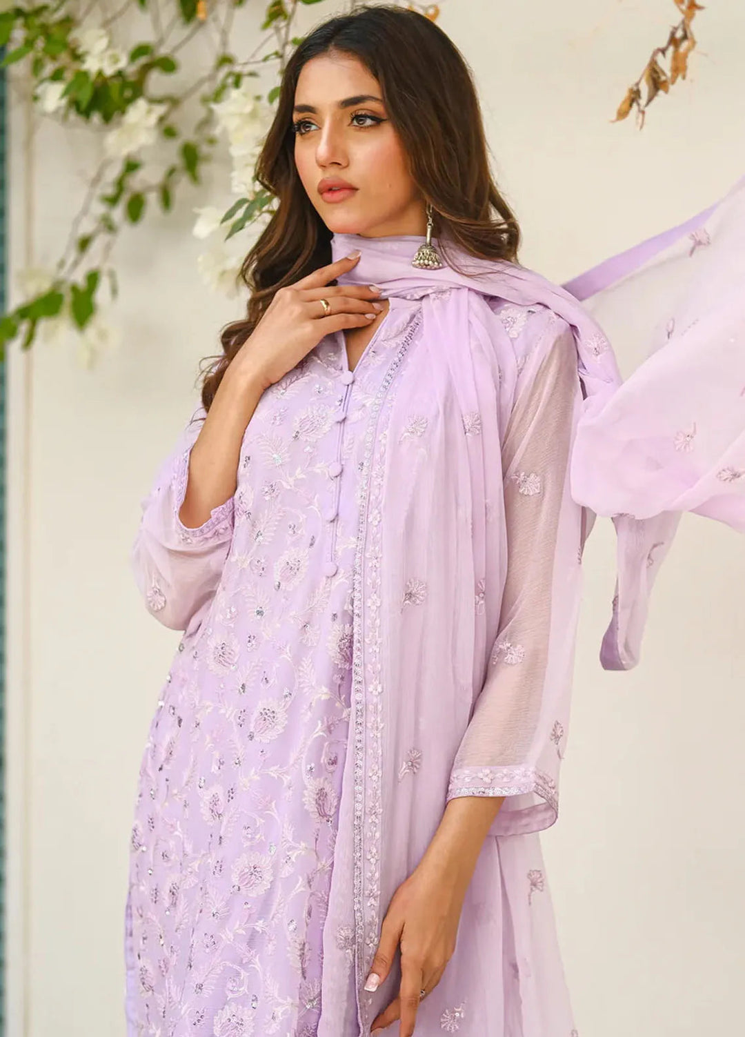 Sprinkles Pret Embroidered Chiffon 3 Piece Suit Lavender Dream