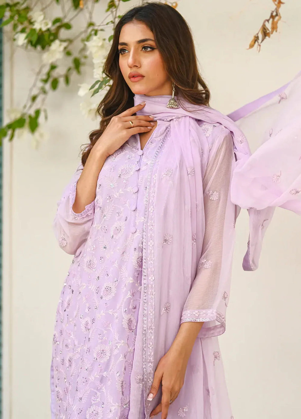 Sprinkles Pret Embroidered Chiffon 3 Piece Suit Lavender Dream