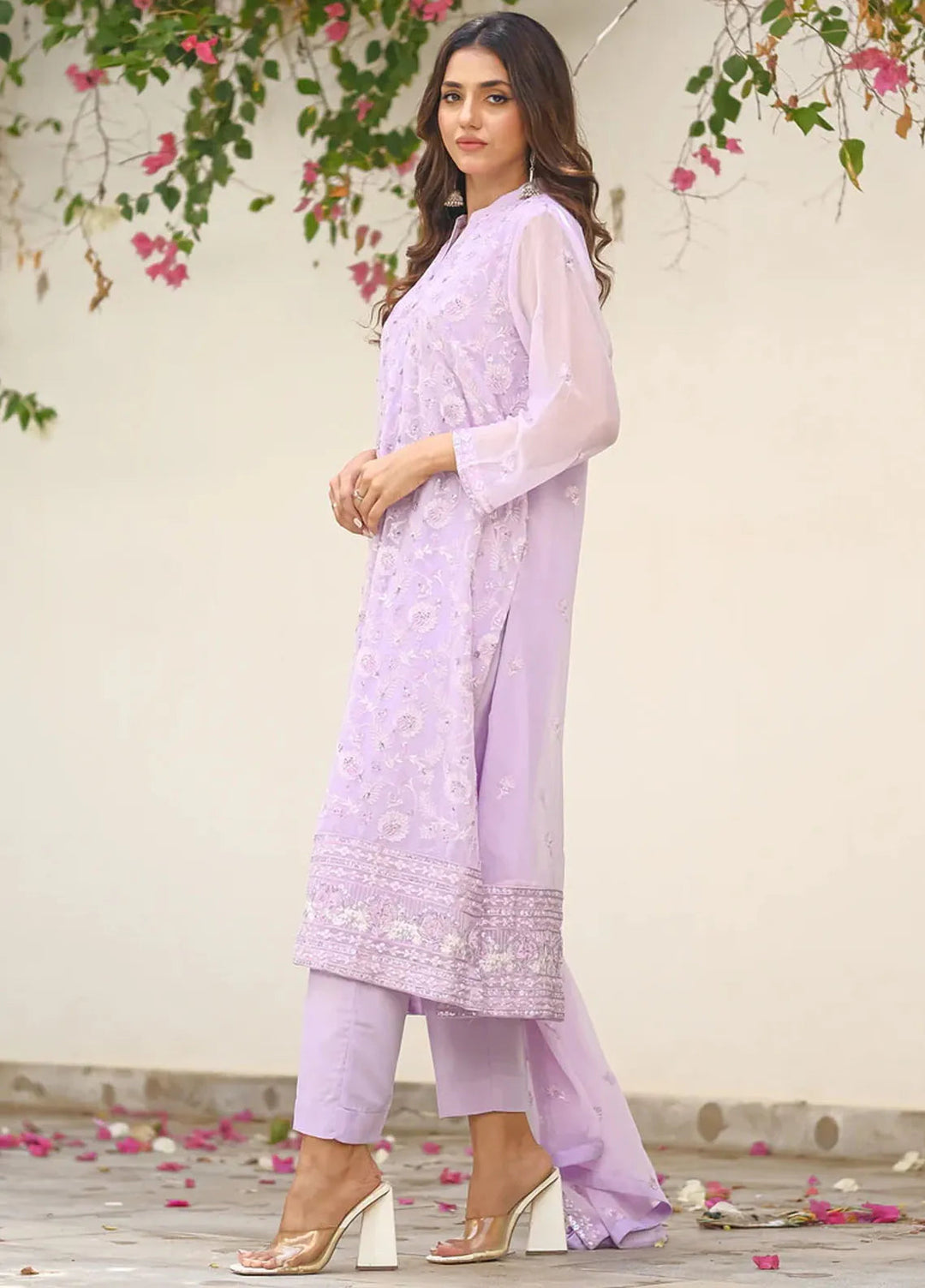 Sprinkles Pret Embroidered Chiffon 3 Piece Suit Lavender Dream