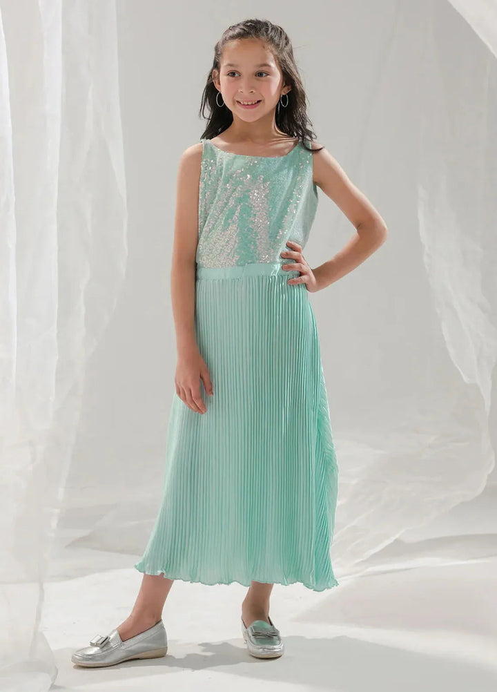 Sprinkles Pret Embroidered Net 1 Piece Suit SPDR650 Aqua Glimmer