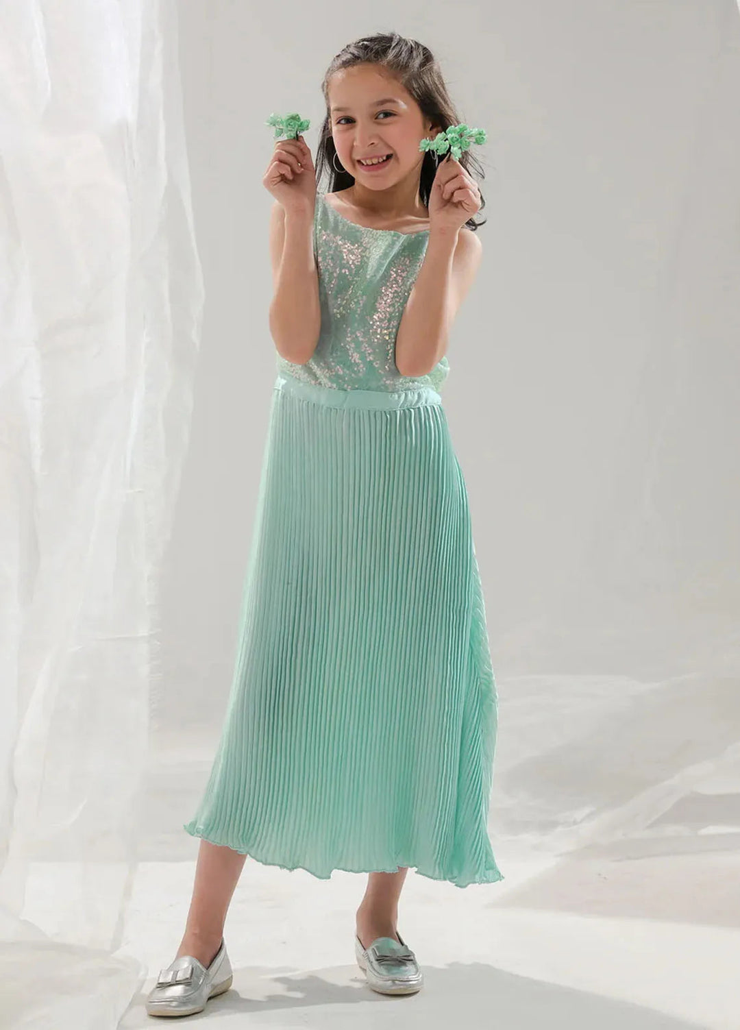 Sprinkles Pret Embroidered Net 1 Piece Suit SPDR650 Aqua Glimmer