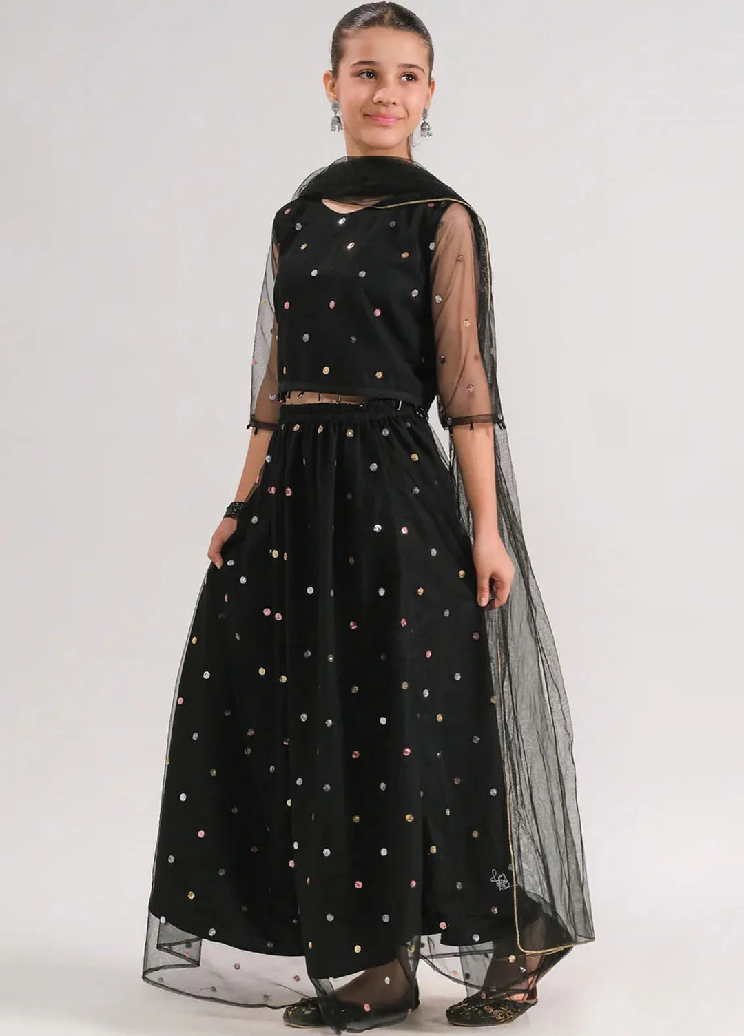 Sprinkles Pret Embroidered Net 2 Piece Suit SPDR641 Midnight Bloom