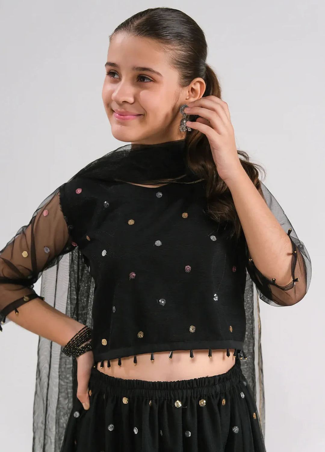 Sprinkles Pret Embroidered Net 2 Piece Suit SPDR641 Midnight Bloom