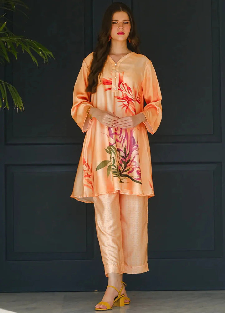 Sprinkles Pret Embroidered Silk 2 Piece Suit Marine Coral