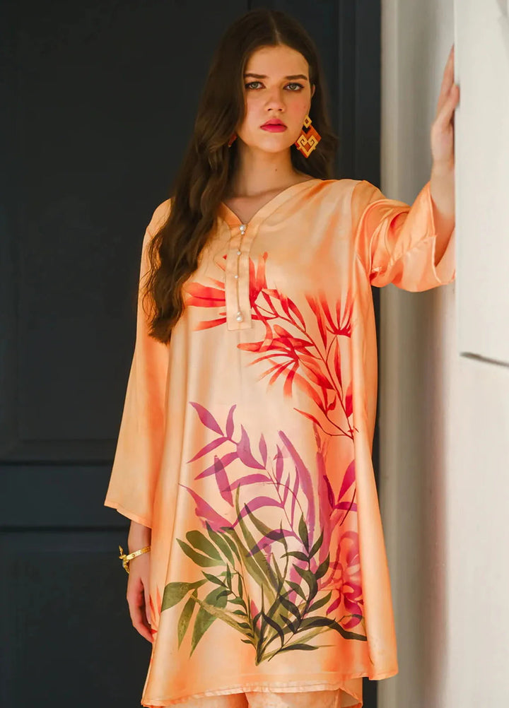 Sprinkles Pret Embroidered Silk 2 Piece Suit Marine Coral