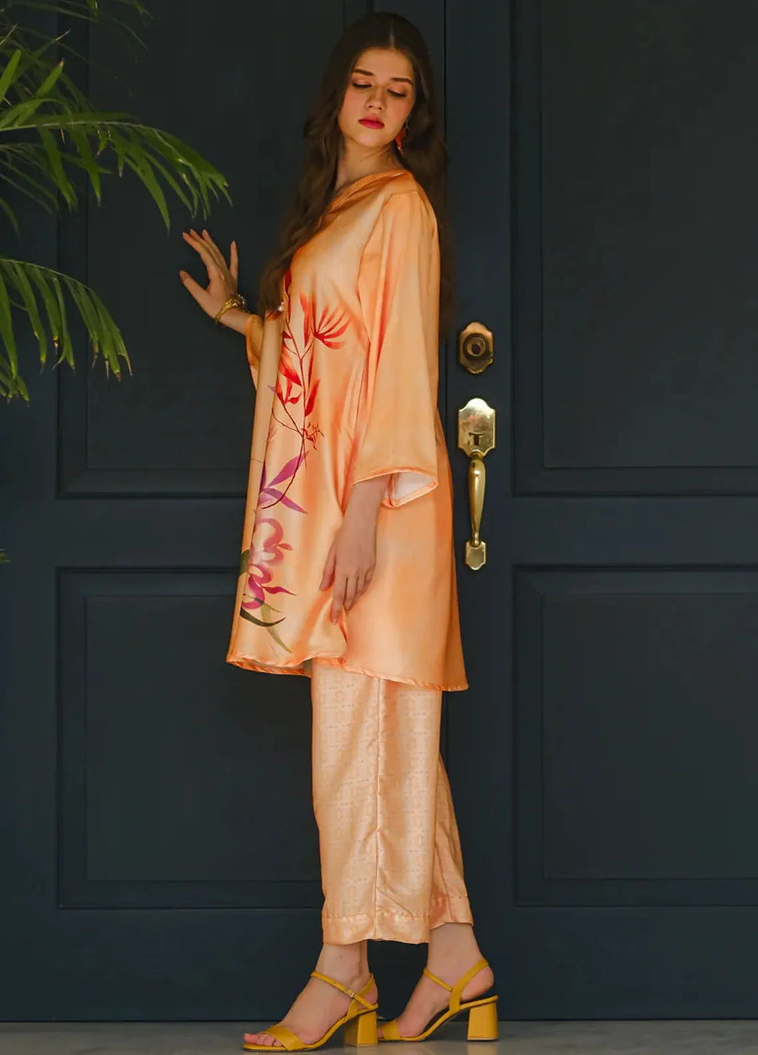 Sprinkles Pret Embroidered Silk 2 Piece Suit Marine Coral