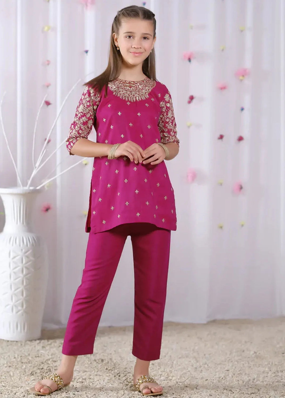 Sprinkles Pret Formals Raw Silk 2 Piece Suit Gulaab