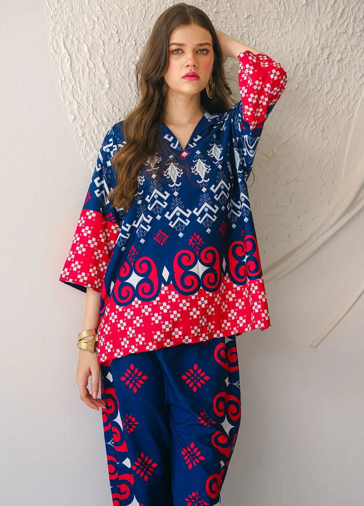 Sprinkles Pret Printed Lawn Silk 2 Piece Suit Sapphire