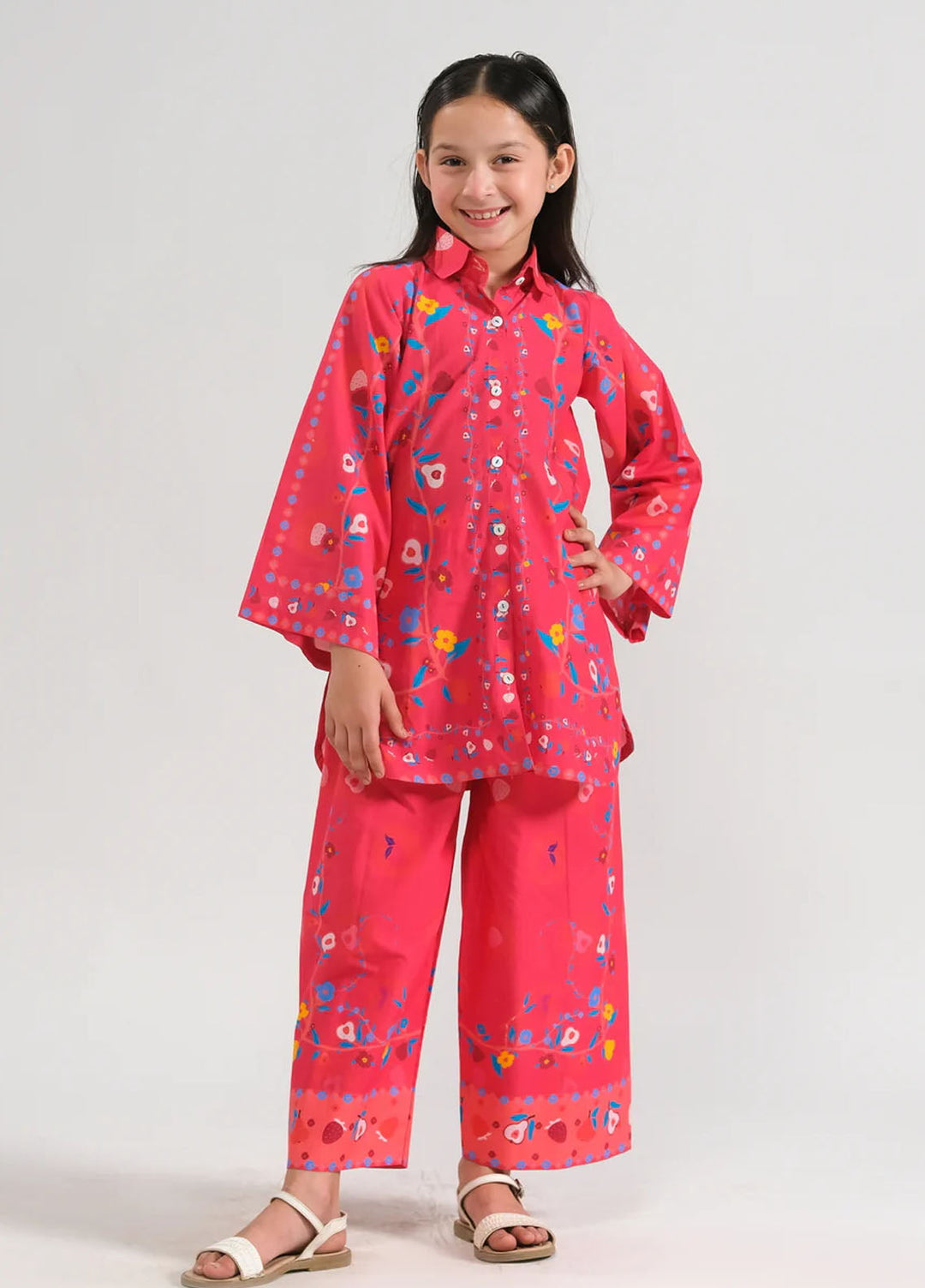 Sprinkles Pret Printed Poly Lawn 2 Piece Suit Pink Fiesta