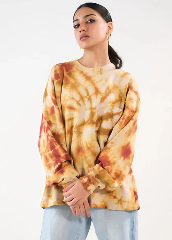 Sprinkles Pret Sweatshirts Terrycloth SPDR471 Tie Dye Sweatshirt With Pocket - Brown