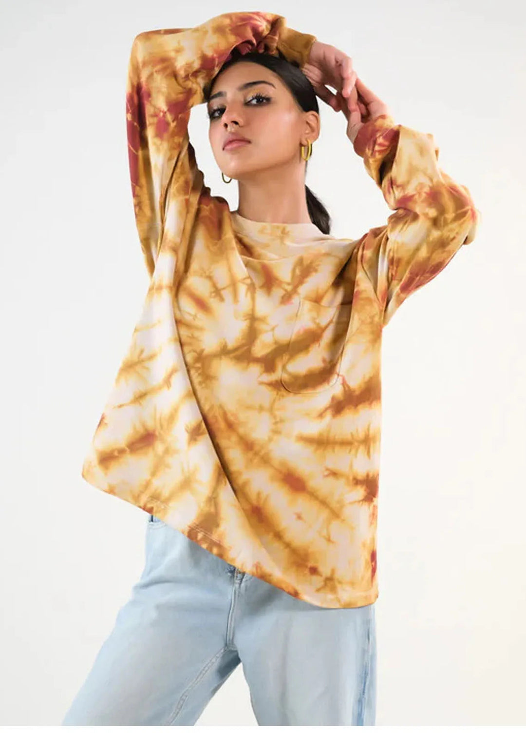 Sprinkles Pret Sweatshirts Terrycloth SPDR471 Tie Dye Sweatshirt With Pocket - Brown