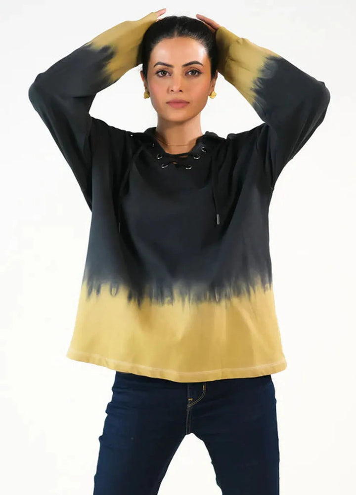 Sprinkles Pret Sweatshirts Terrycloth SPDR472 Tie Dye Lace Up  Hoodie - Black