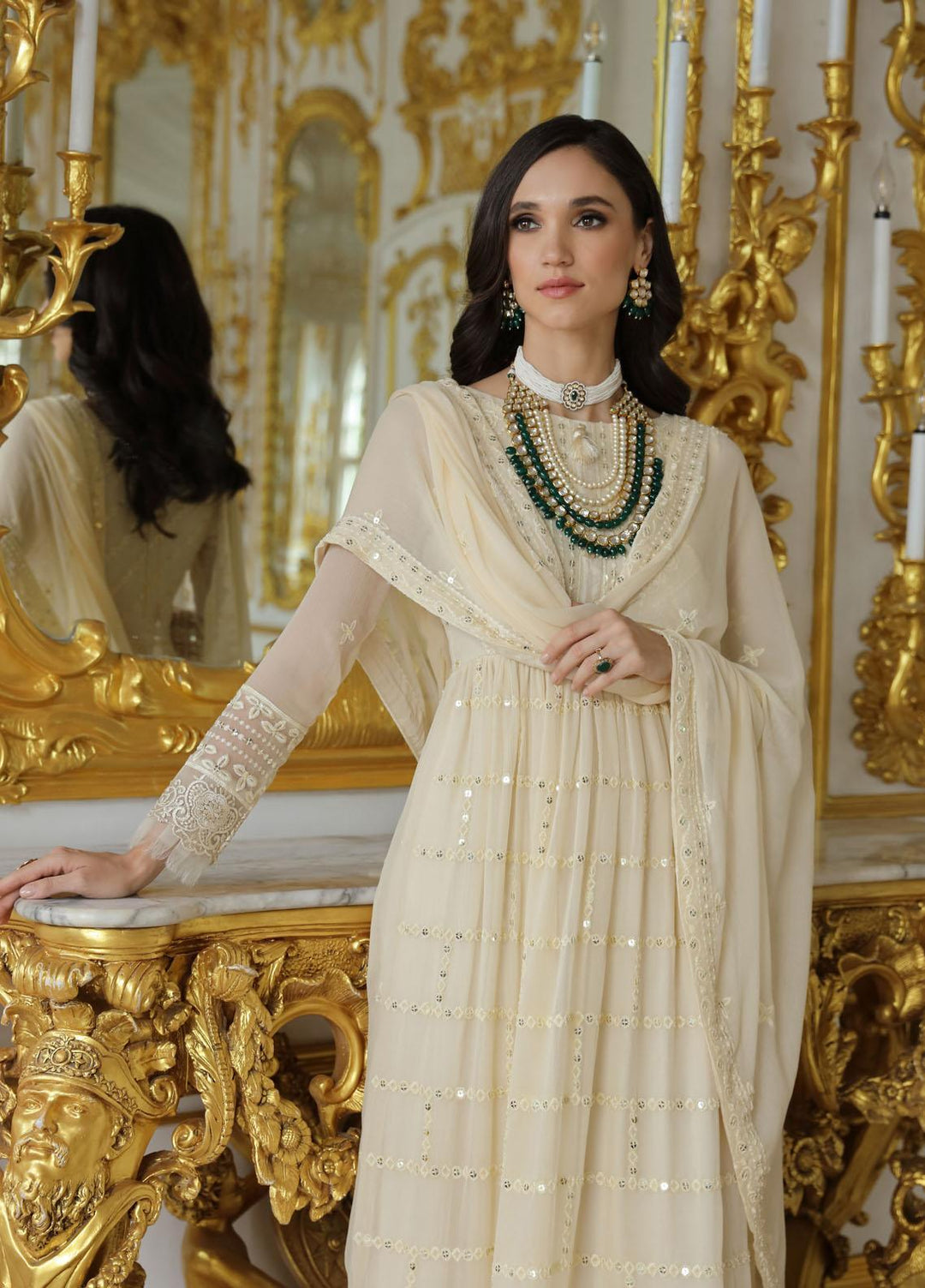 Merakish By Shahzeb Textiles Embroidered Chiffon Suits Unstitched 3 Piece ST23MK-V9 Dove White - Luxury Collection