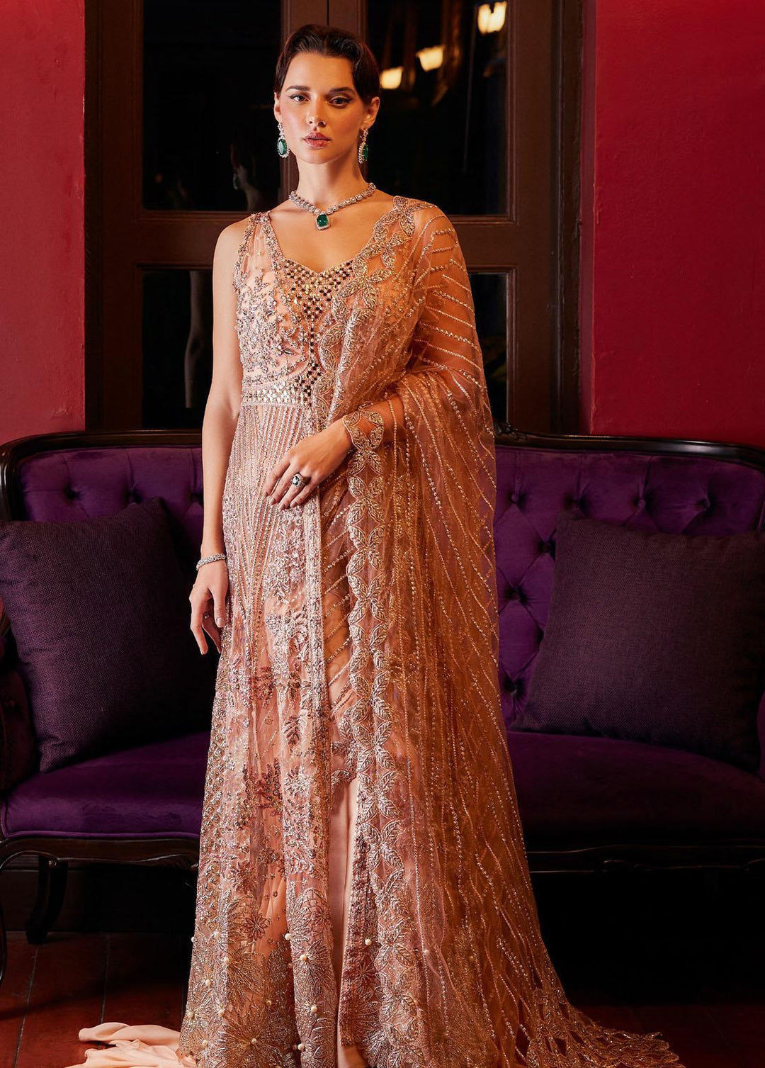 Stardust By Mushq Embroidered Net Suits Unstitched 4 Piece MQ23SD MW23-01 Twinkle - Wedding Collection