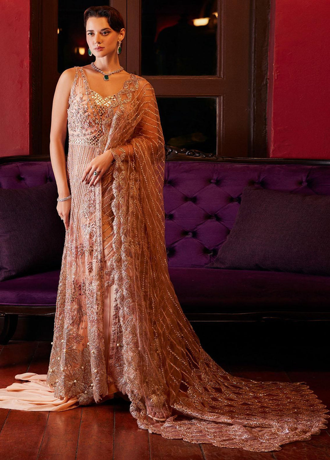 Stardust By Mushq Embroidered Net Suits Unstitched 4 Piece MQ23SD MW23-01 Twinkle - Wedding Collection