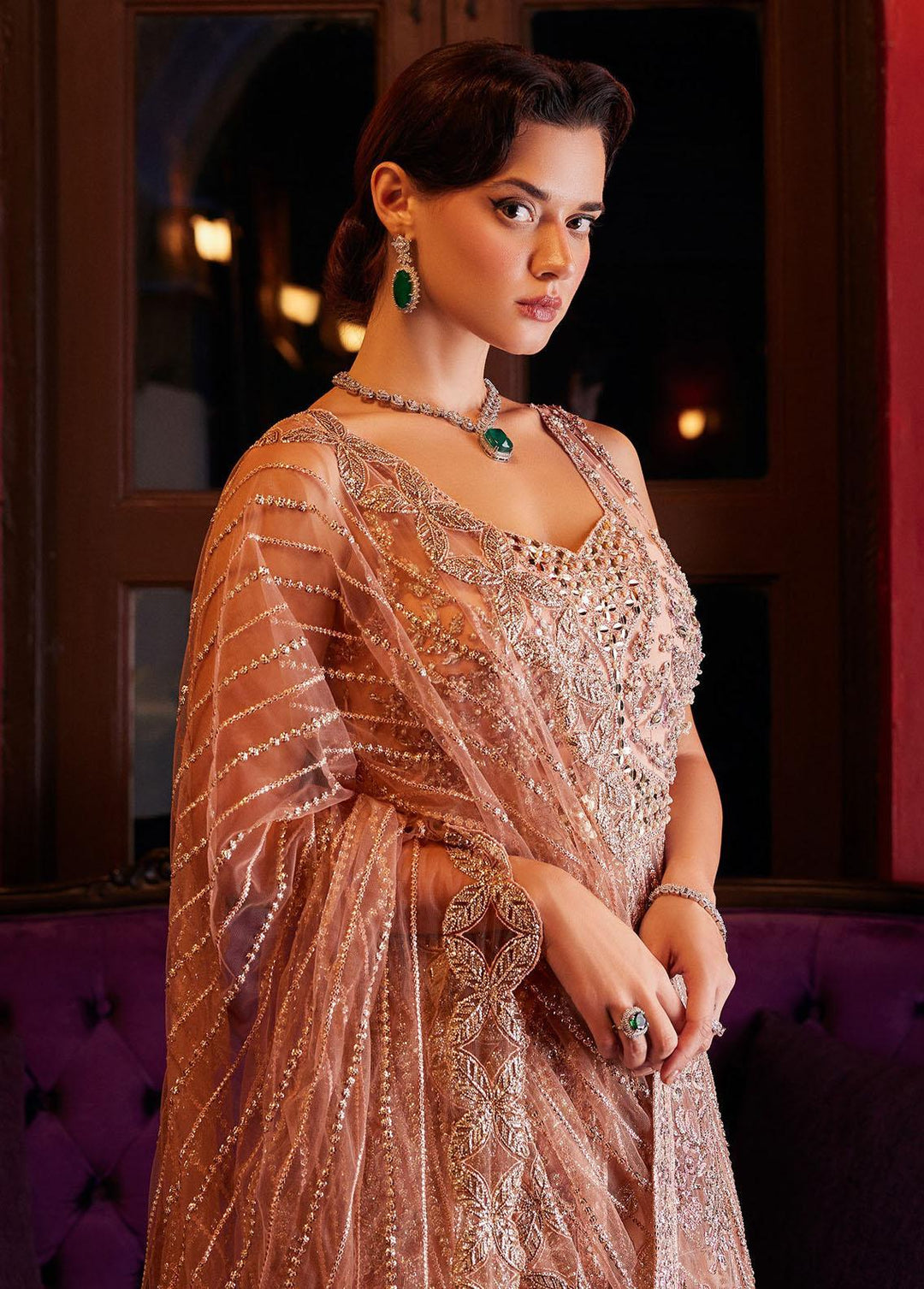 Stardust By Mushq Embroidered Net Suits Unstitched 4 Piece MQ23SD MW23-01 Twinkle - Wedding Collection