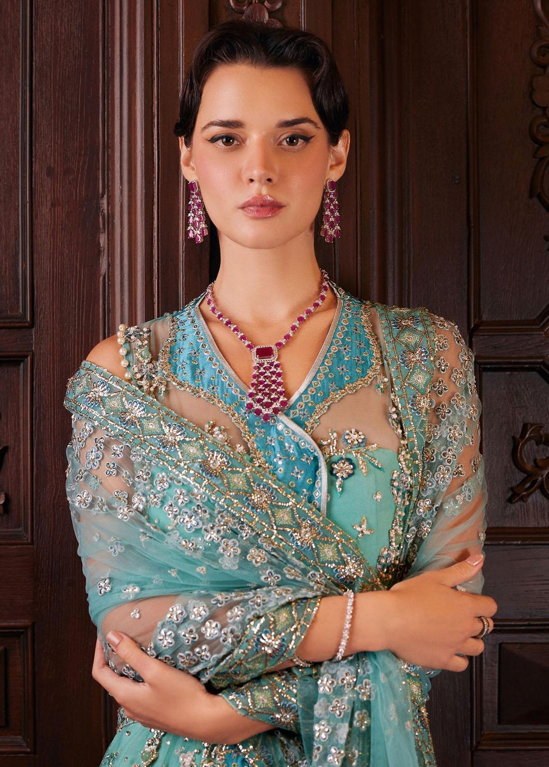 Stardust By Mushq Embroidered Net Suits Unstitched 4 Piece MQ23SD MW23-03 Astrum - Wedding Collection