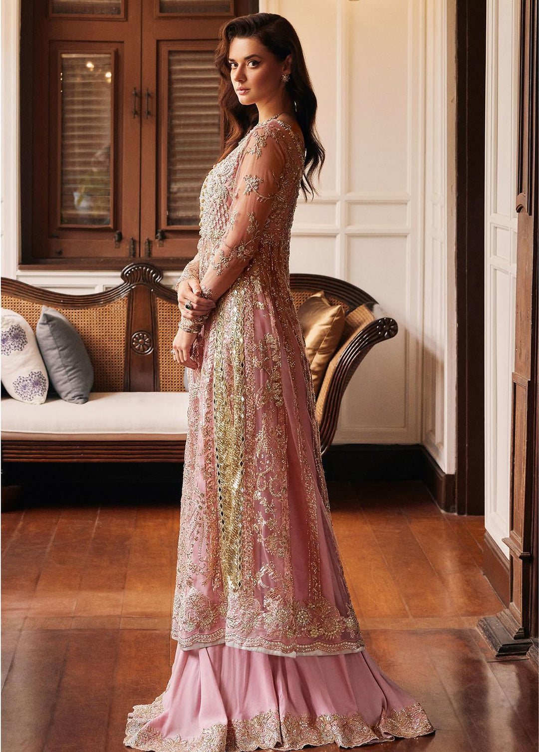 Stardust By Mushq Embroidered Net Suits Unstitched 4 Piece MQ23SD MW23-04 Luster - Wedding Collection