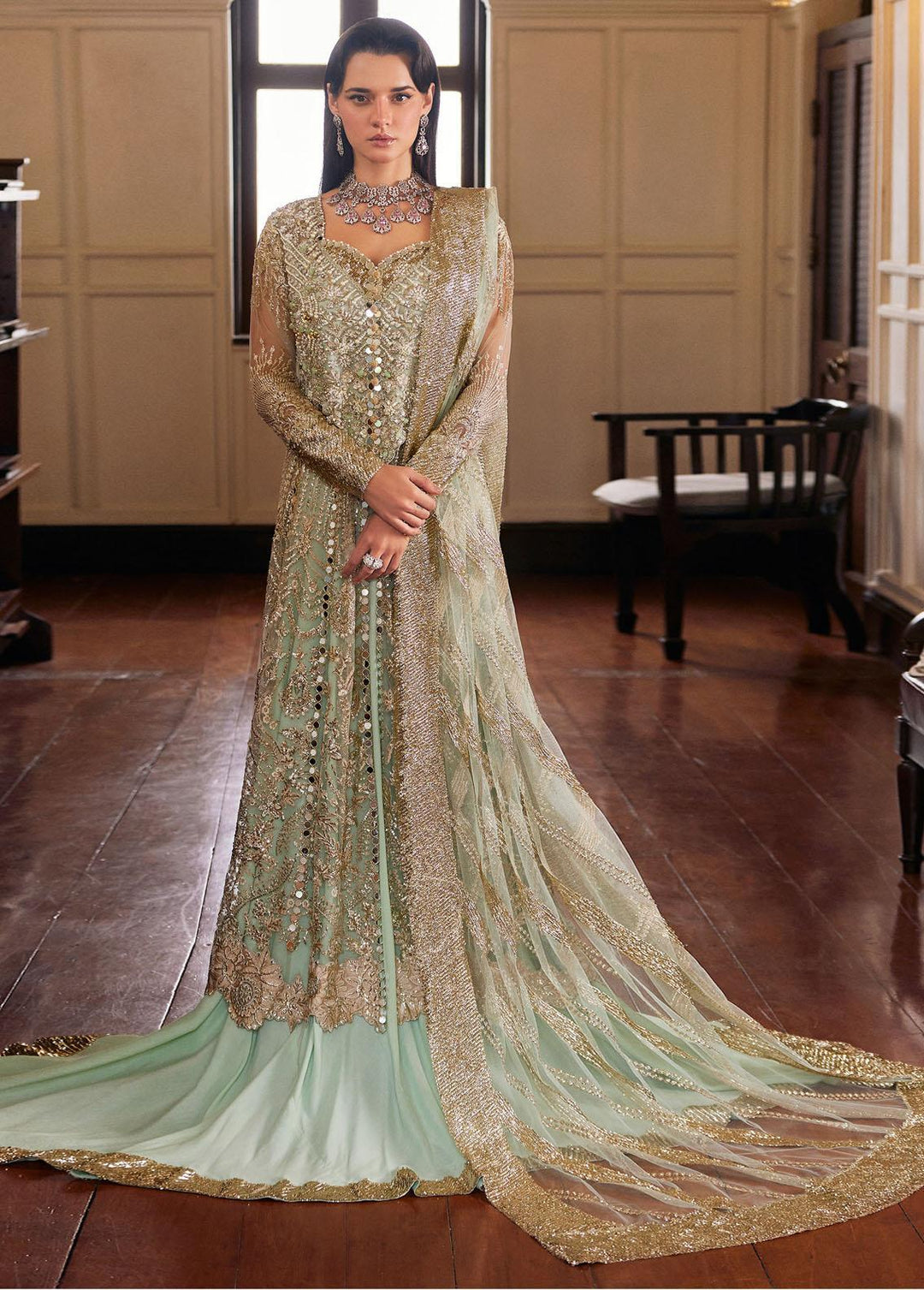 Stardust By Mushq Embroidered Net Suits Unstitched 4 Piece MQ23SD MW23-05 Twilight - Wedding Collection