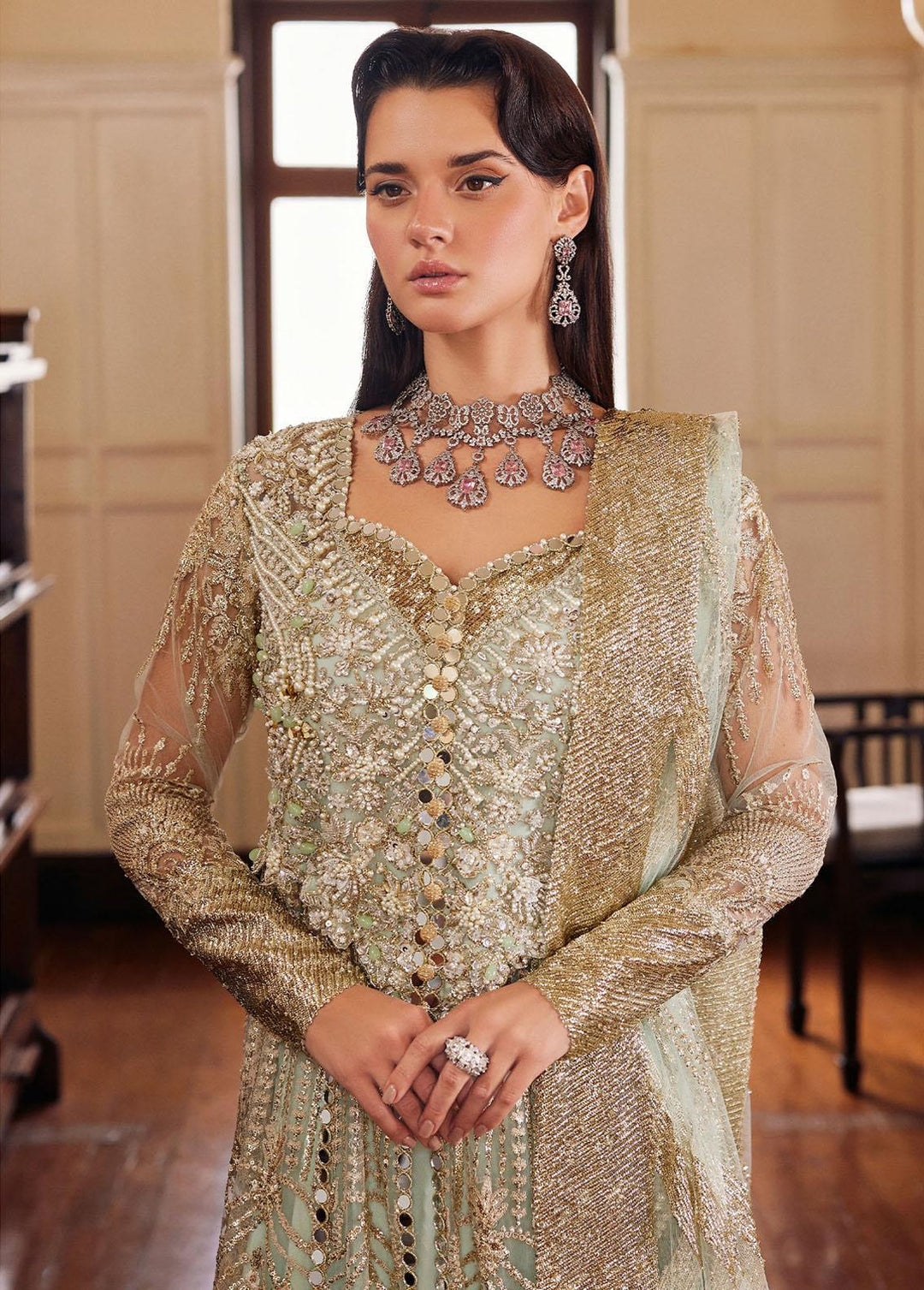 Stardust By Mushq Embroidered Net Suits Unstitched 4 Piece MQ23SD MW23-05 Twilight - Wedding Collection