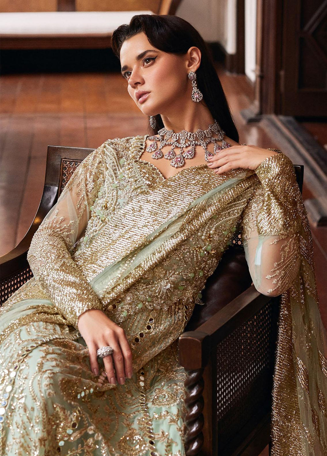 Stardust By Mushq Embroidered Net Suits Unstitched 4 Piece MQ23SD MW23-05 Twilight - Wedding Collection