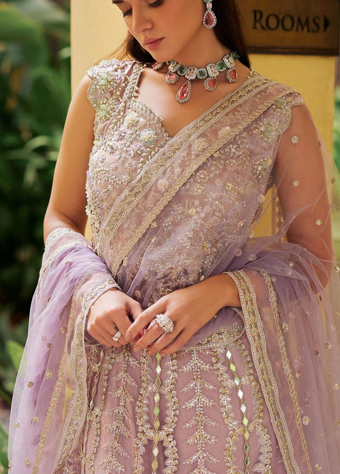 Stardust By Mushq Embroidered Net Suits Unstitched 4 Piece MQ23SD MW23-06 Selenic - Wedding Collection