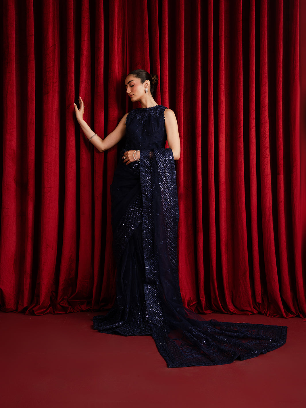The Sarees Edit by Yards Unstitched Embroidered Net 4 Piece Suit Starlight Festive Collection