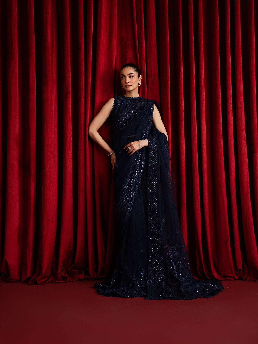 The Sarees Edit by Yards Unstitched Embroidered Net 4 Piece Suit Starlight Festive Collection