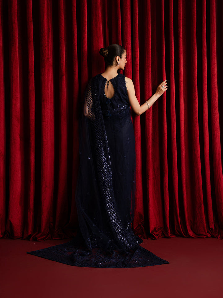 The Sarees Edit by Yards Unstitched Embroidered Net 4 Piece Suit Starlight Festive Collection
