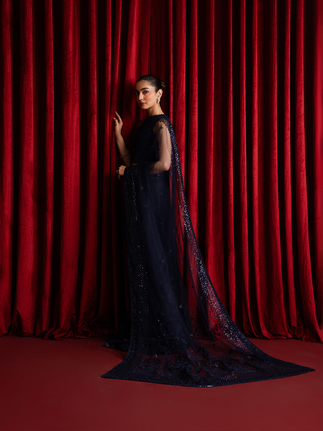 The Sarees Edit by Yards Unstitched Embroidered Net 4 Piece Suit Starlight Festive Collection