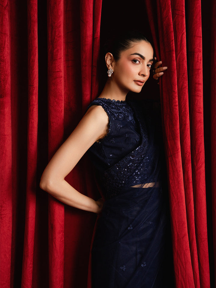 The Sarees Edit by Yards Unstitched Embroidered Net 4 Piece Suit Starlight Festive Collection