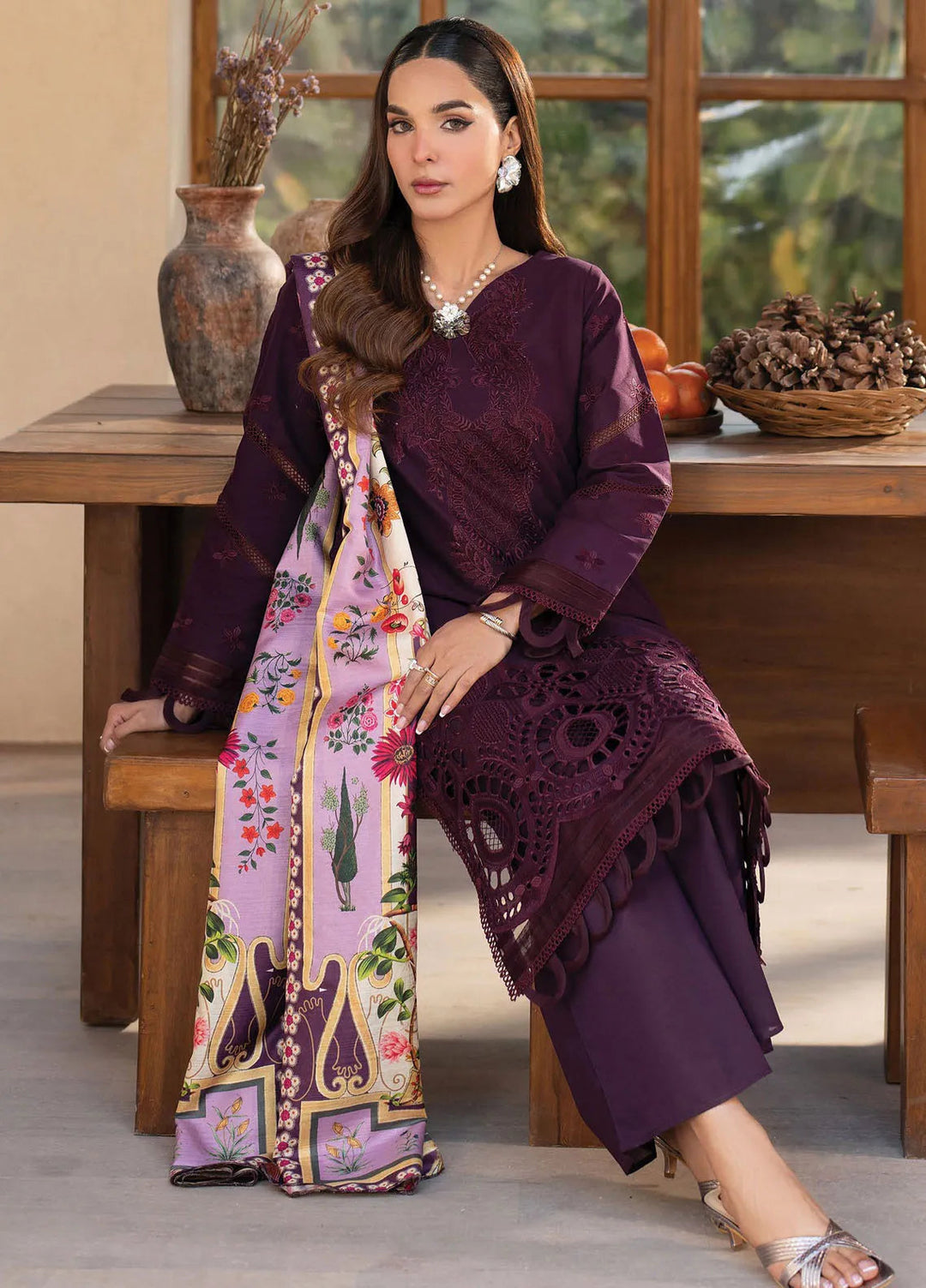 Stella by Mahnur Embroidered Lawn Suit Unstitched 3 Piece MN25S D2 B - Fiora - Summer Collection