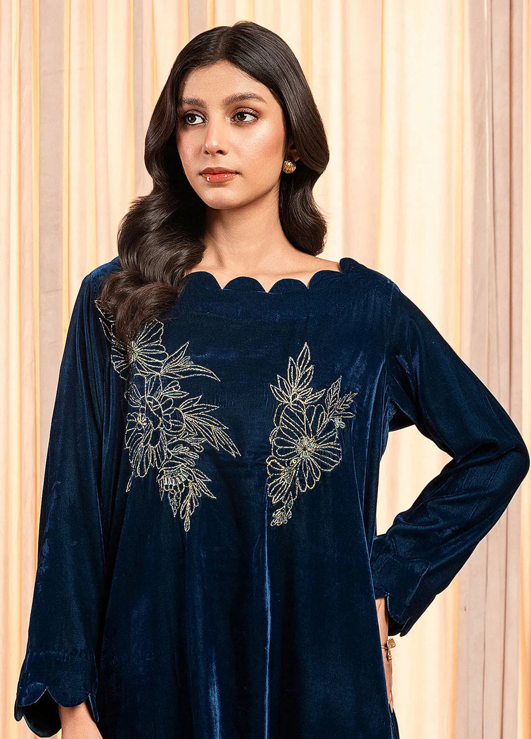 Stitch Vibes Pret Dyed Velvet 2 Piece Suit Noir Shork Frock