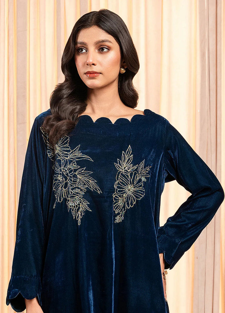 Stitch Vibes Pret Dyed Velvet 2 Piece Suit Noir Shork Frock