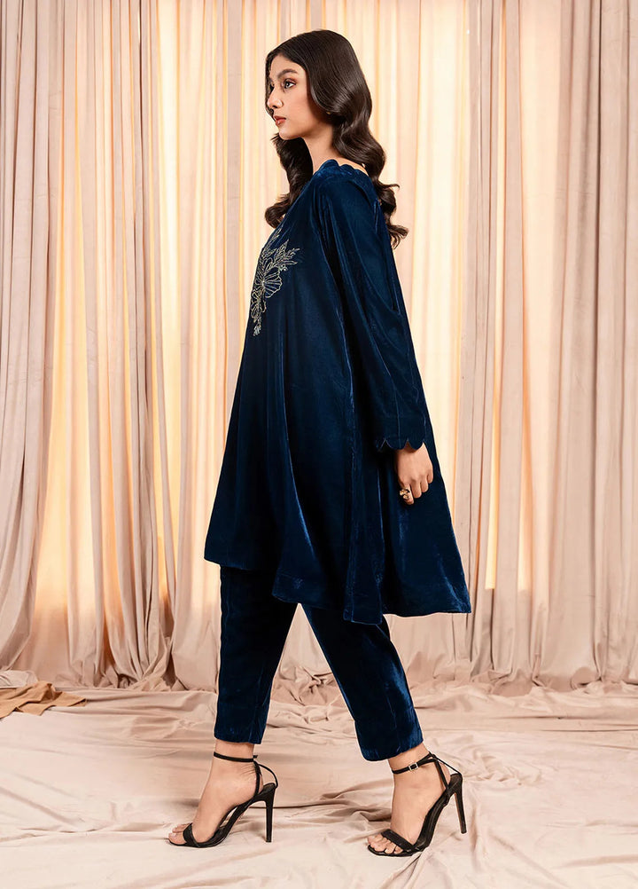 Stitch Vibes Pret Dyed Velvet 2 Piece Suit Noir Shork Frock