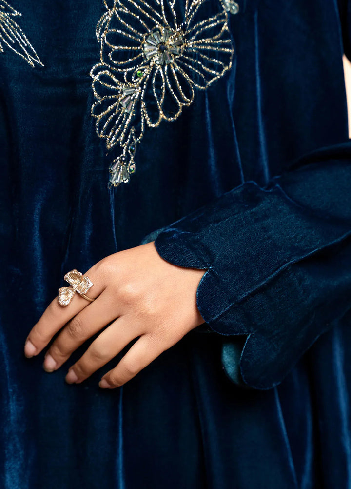 Stitch Vibes Pret Dyed Velvet 2 Piece Suit Noir Shork Frock