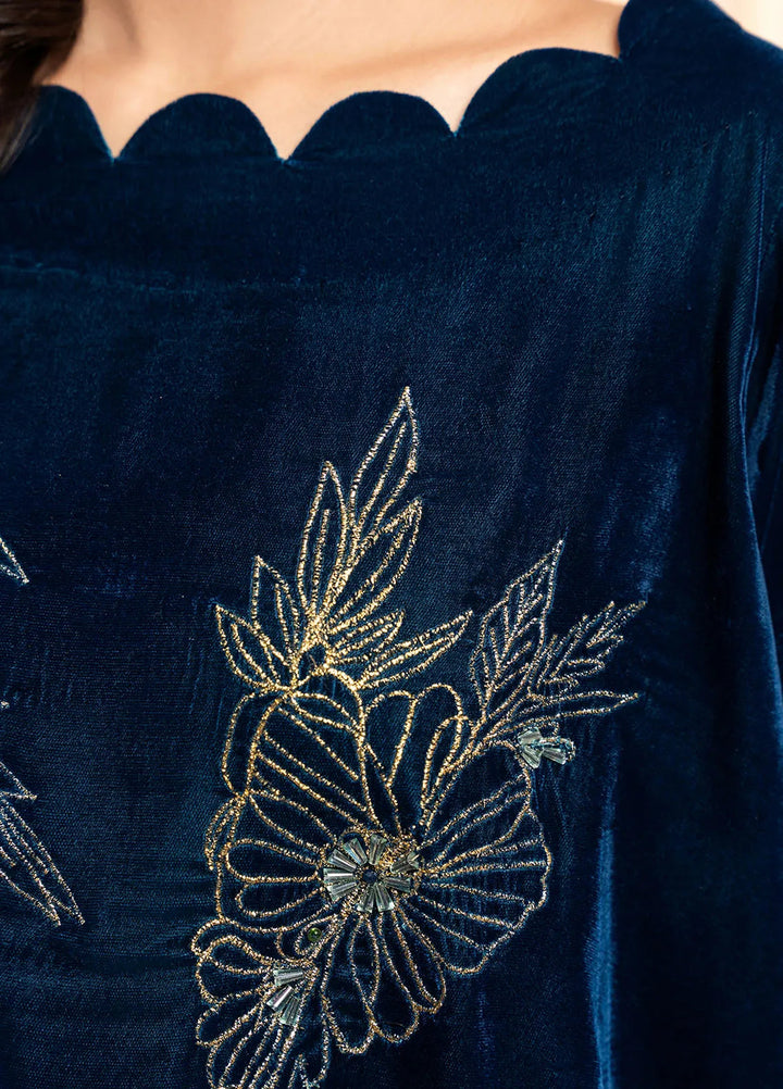 Stitch Vibes Pret Dyed Velvet 2 Piece Suit Noir Shork Frock