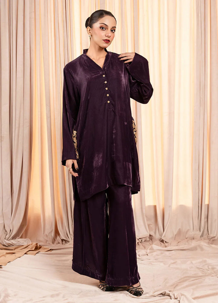 Stitch Vibes Pret Dyed Velvet 2 Piece Suit Plum Reverie