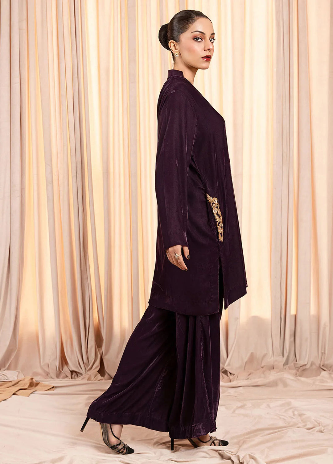 Stitch Vibes Pret Dyed Velvet 2 Piece Suit Plum Reverie