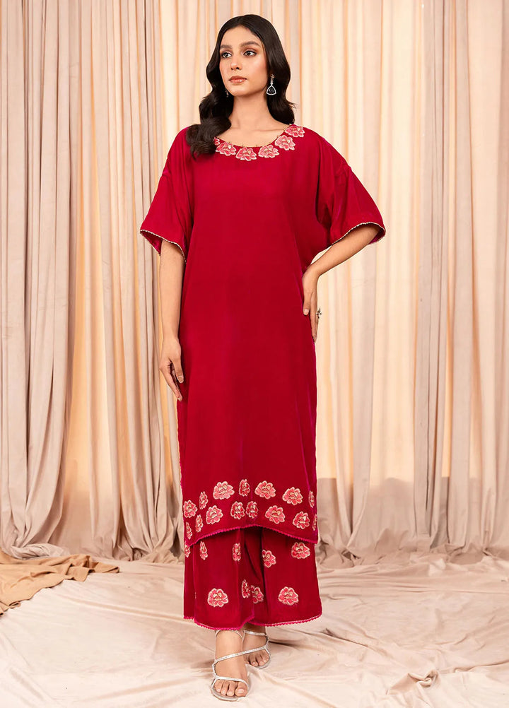 Stitch Vibes Pret Dyed Velvet 2 Piece Suit Rouge Passion