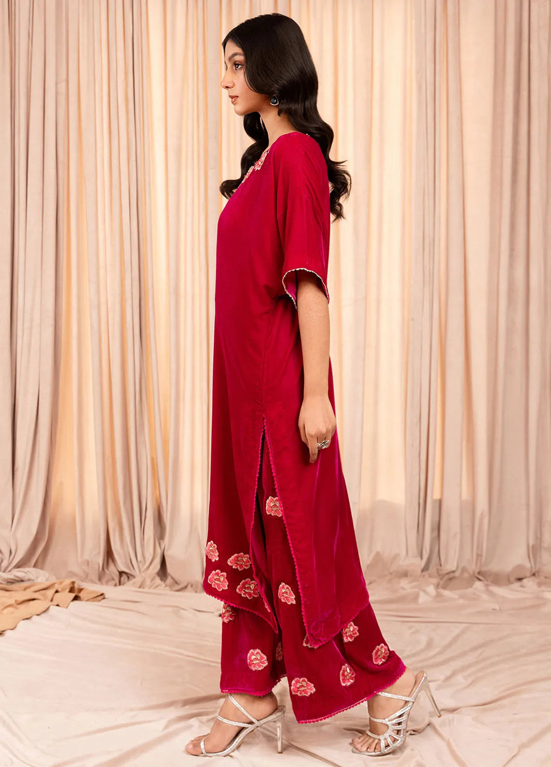 Stitch Vibes Pret Dyed Velvet 2 Piece Suit Rouge Passion