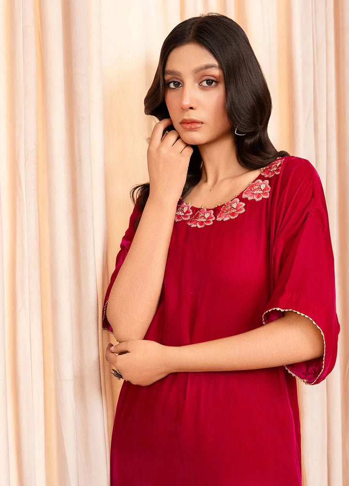 Stitch Vibes Pret Dyed Velvet 2 Piece Suit Rouge Passion