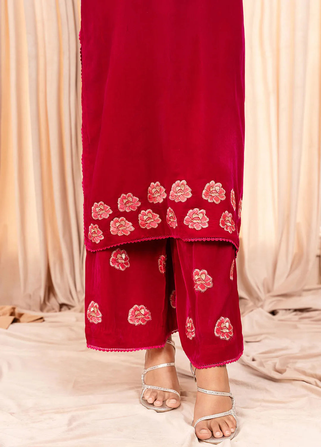 Stitch Vibes Pret Dyed Velvet 2 Piece Suit Rouge Passion