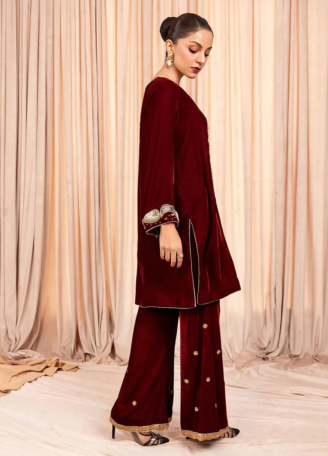 Stitch Vibes Pret Dyed Velvet 2 Piece Suit Verina Crimson