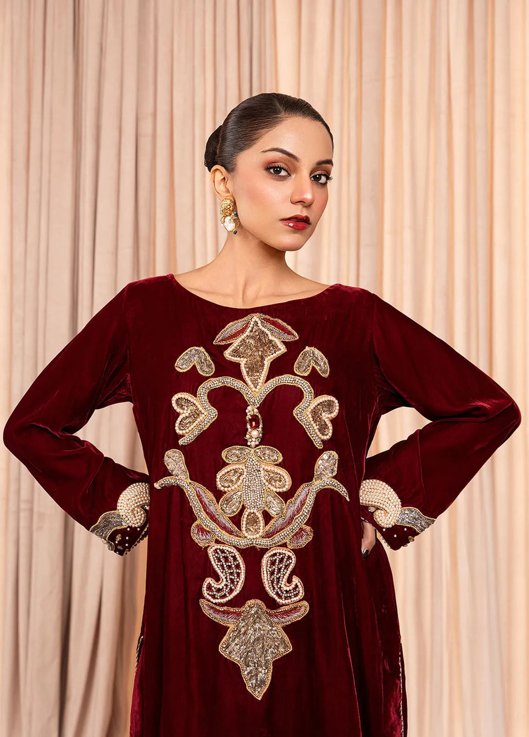 Stitch Vibes Pret Dyed Velvet 2 Piece Suit Verina Crimson