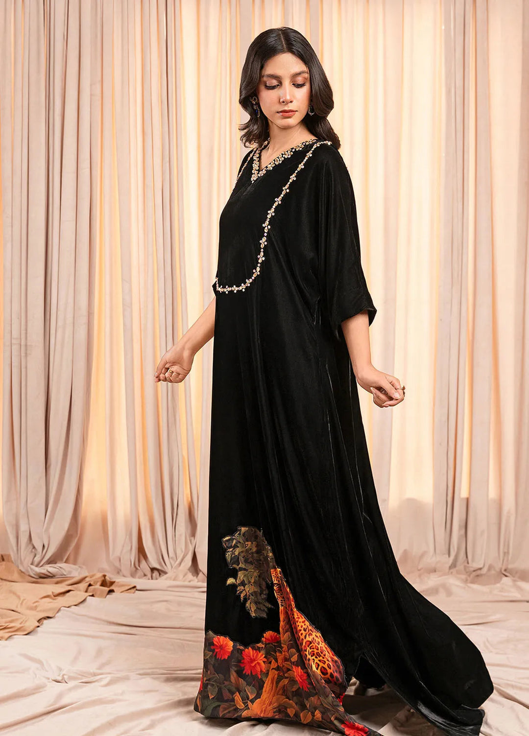 Stitch Vibes Pret Dyed Velvet Maxi Elnara Ember Kaftan