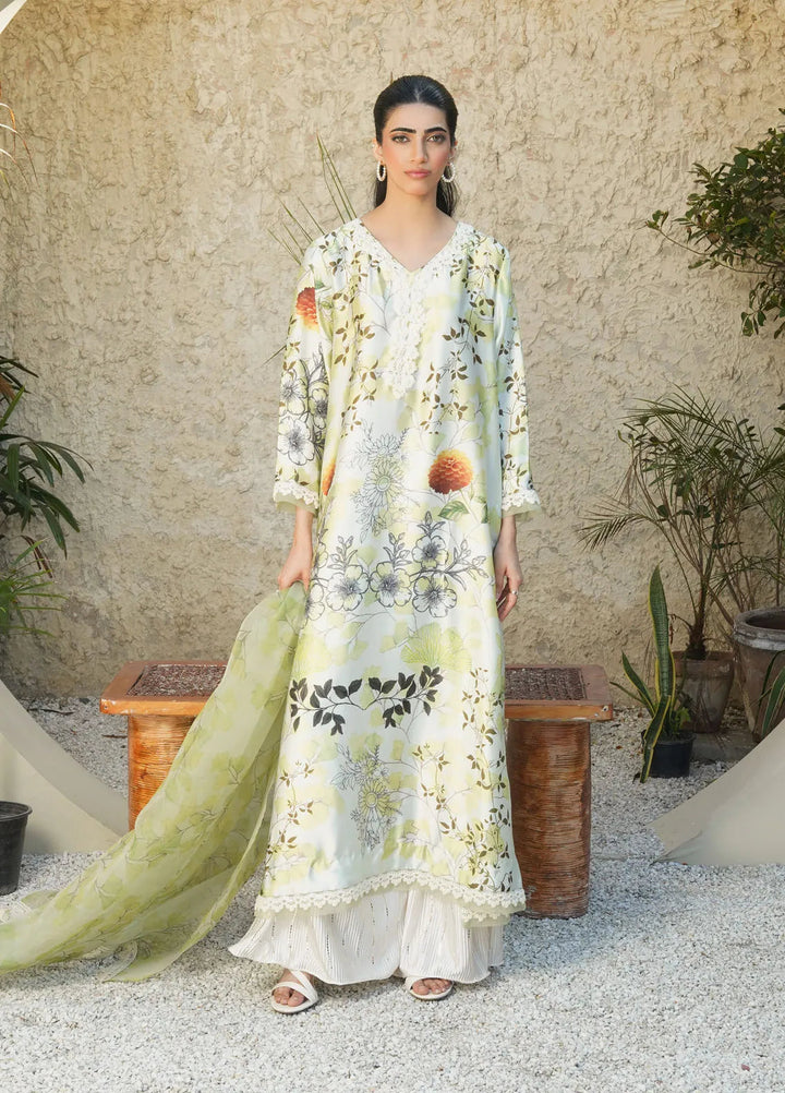 Stitch Vibes Pret Printed Charmeuse 3 Piece Suit Noor Elara