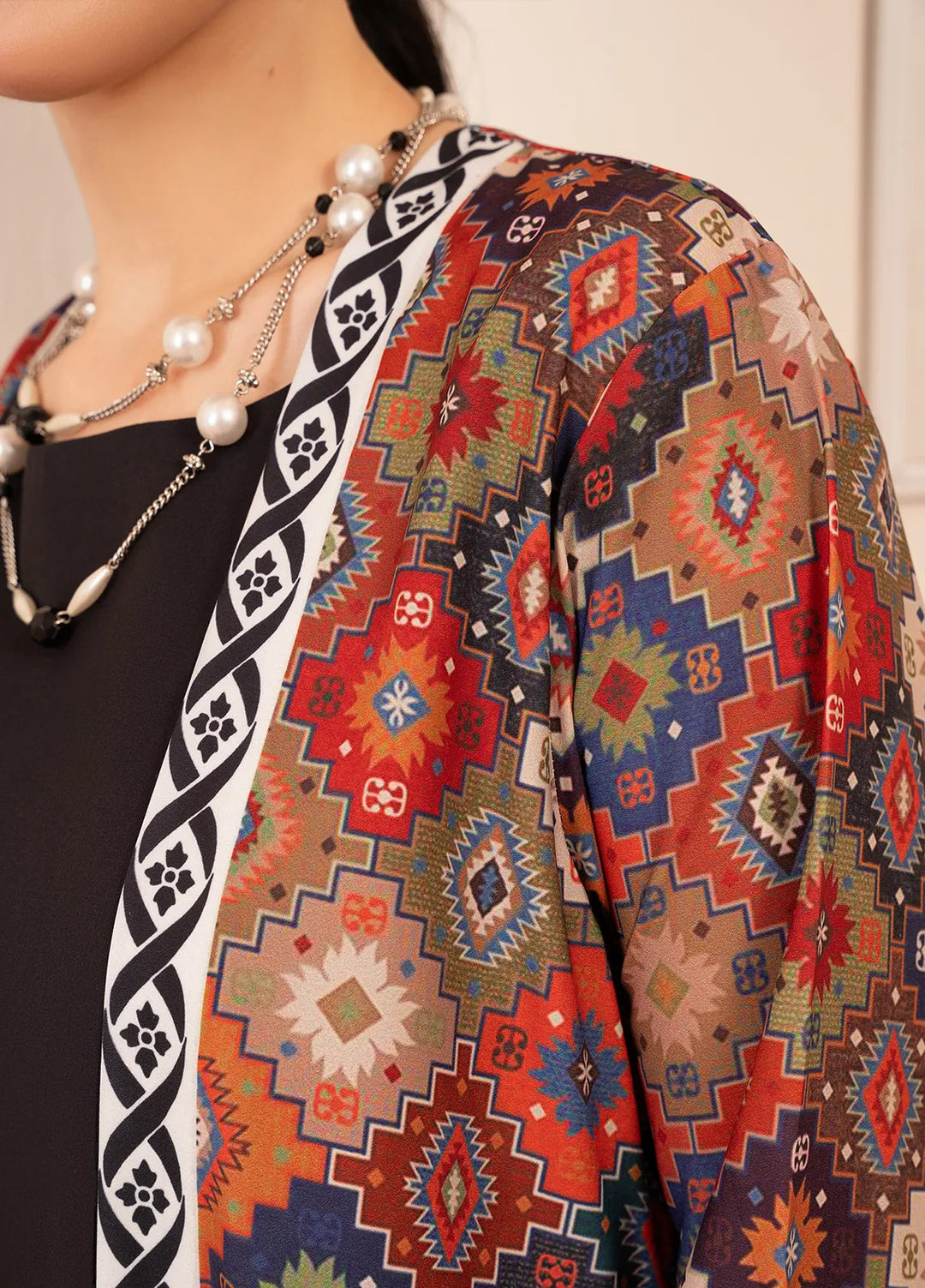 Stitch Vibes Pret Printed Crepe 1 Piece Suit Geometric Shrug