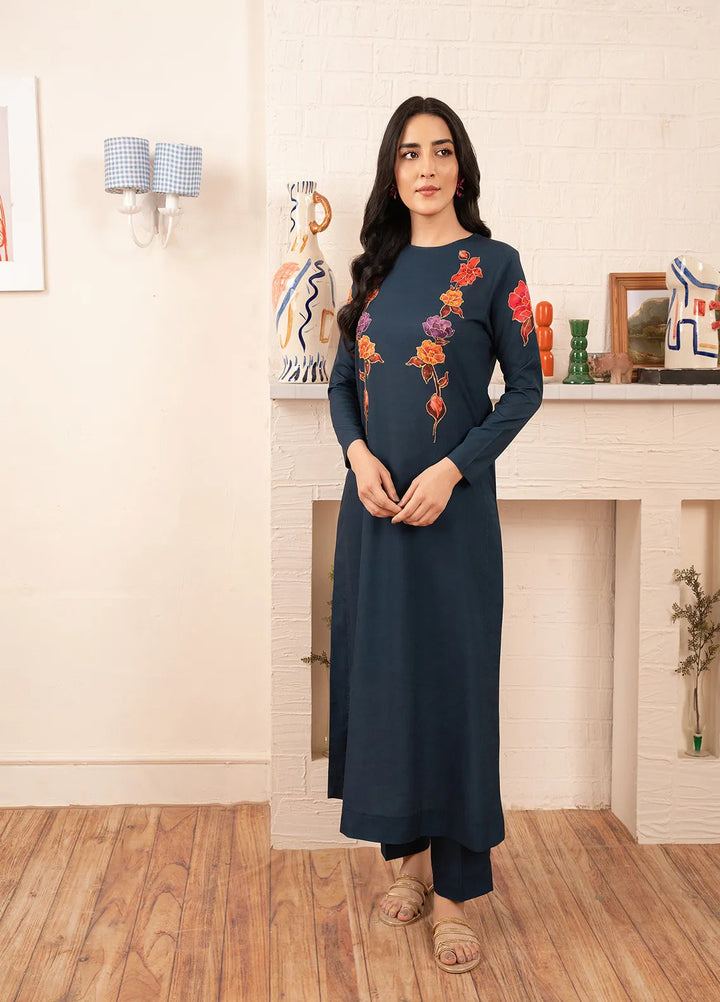 Stitch Vibes Pret Printed Crepe 2 Piece Dark Navy Dress